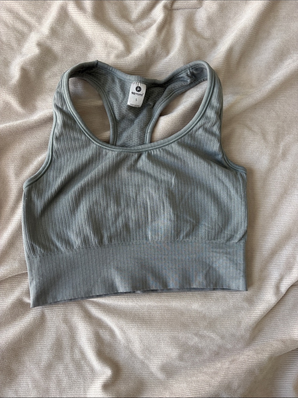 Ribbed Racerback Sports Bra — Sage Green